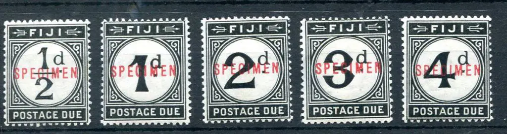 Fiji 1918 Postage Dues set of 5 ovptd "SPECIMEN" ... Image 1++
