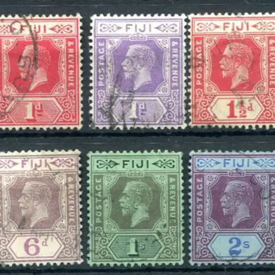Fiji 1922/27 ¼d to 5/- KGV, script wmk. Fine used. ...