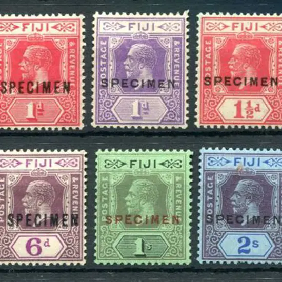Fiji 1922/27 ¼d to 5/- KGV script wmk ovptd ...