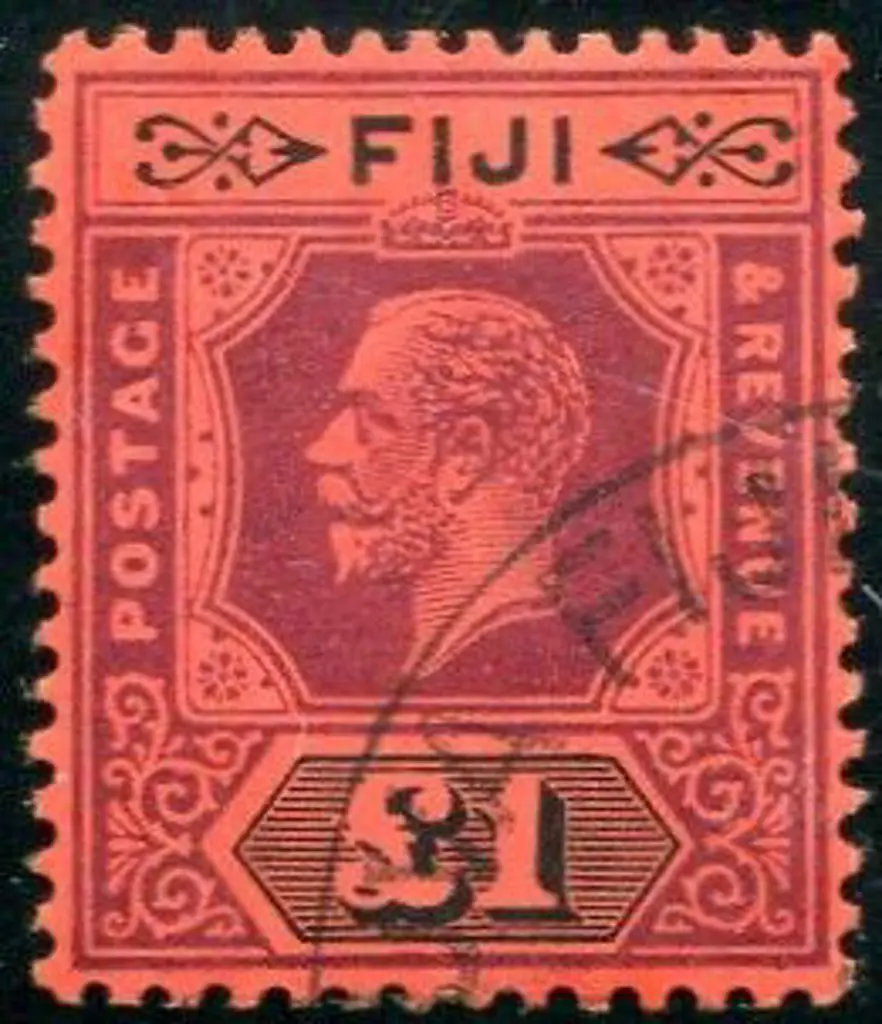 Fiji 1923 £1 black on red KGV, Die II. Superb ... Image 1++