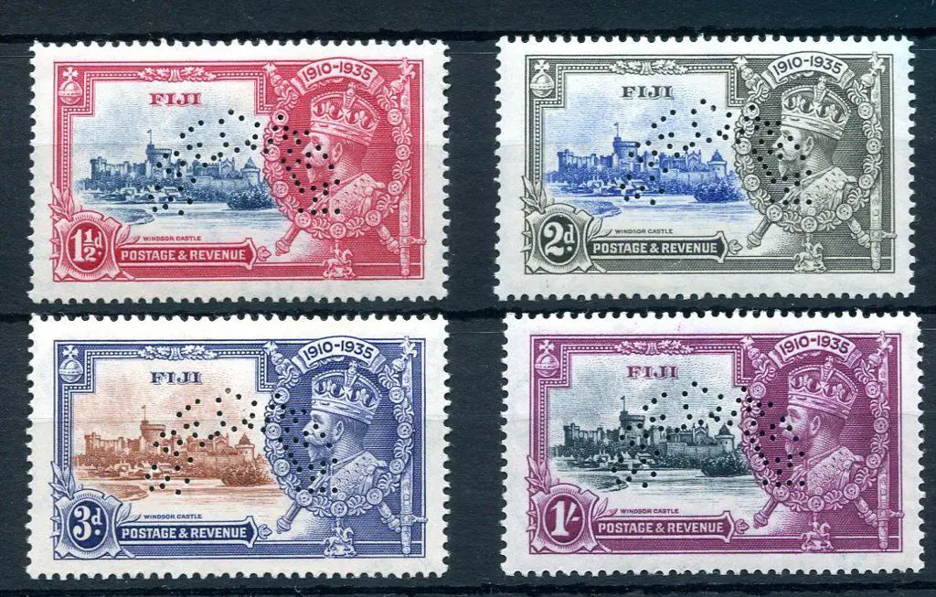 Fiji 1935 Silver Jubilee set of 4 perfined ... Image 1++