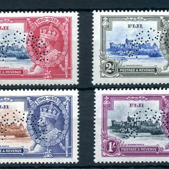 Fiji 1935 Silver Jubilee set of 4 perfined ...