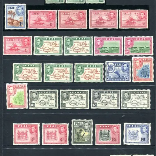 Fiji 1938/55 KGVI defins complete incl all perfs, ...