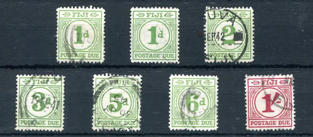 Fiji 1940 Postage Dues to 1/- excl 4d. Good to ... Image 1++