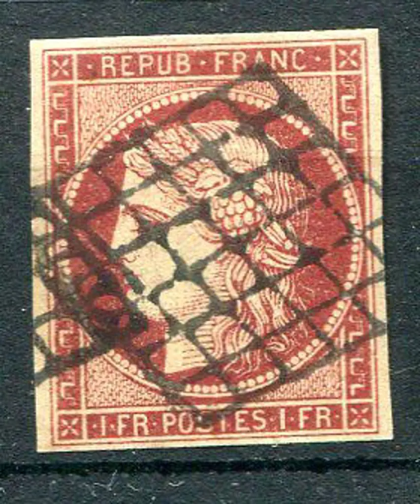 France 1849/52 1f carmine Ceres imperf with clear ... Image 1++
