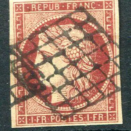 France 1849/52 1f carmine Ceres imperf with clear ...