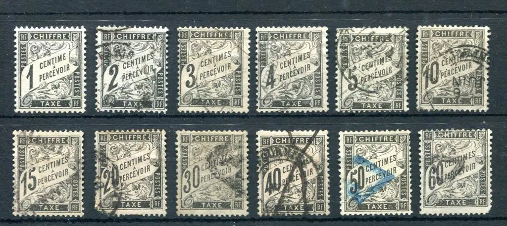 France 1882 Postage Dues group to 60¢. Good to ... Image 1++