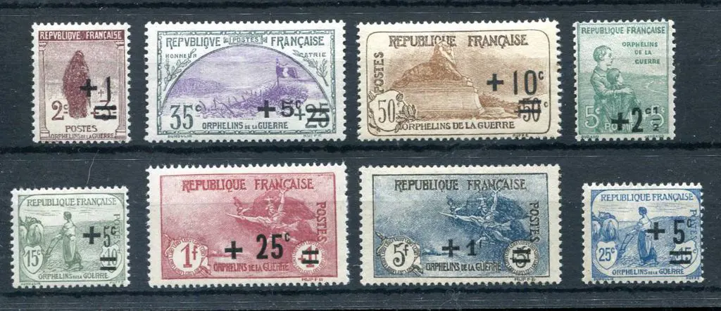 France 1922 War Orphans surcharges. Fresh MVLH. SG ... Image 1++