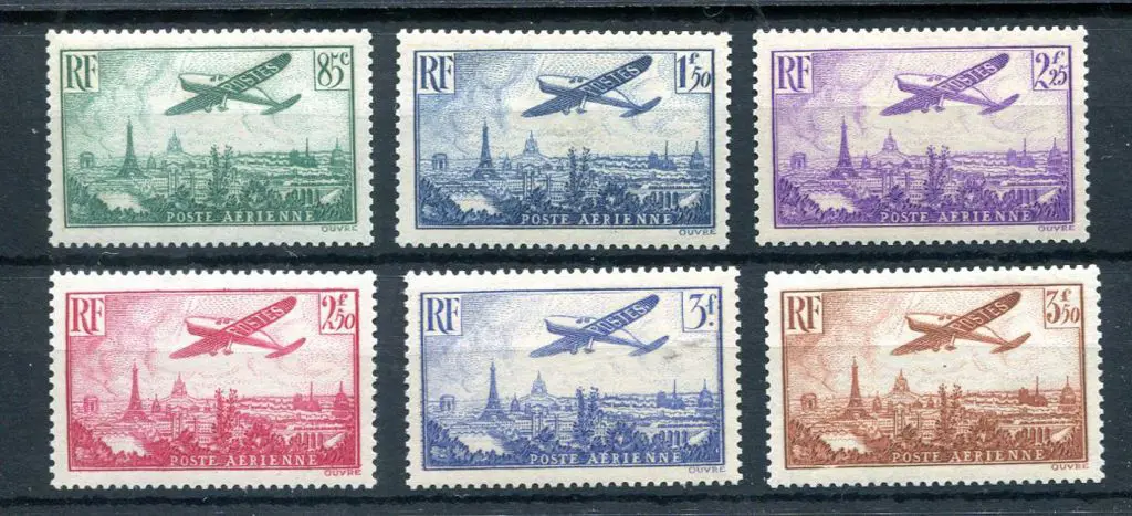 France 1936 "Caudron over Paris" Airmail set to ... Image 1++