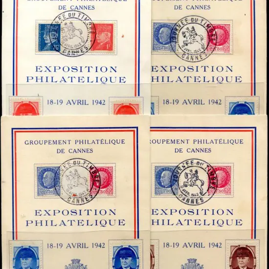 France 1942 1f50 & 2f50 defins tied by Journee du ...