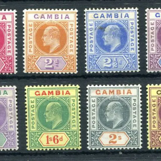 Gambia 1902/05 KEVII defins set of 12 to 3/- with ...