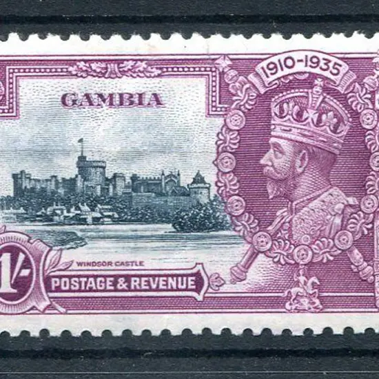 Gambia 1935 1/- Silver Jubilee with "lightning ...