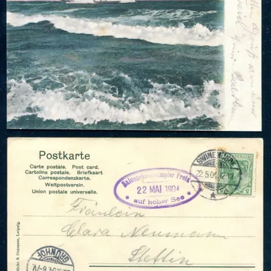 Germany 1904 (22nd May) hand tinted postcard ...