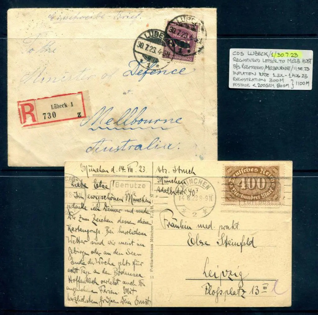 Germany 1923 (30th July)) Lubeck to Melbourne ... Image 1++