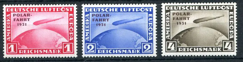 Germany 1931 Zeppelin Polar Flight set of 3. ... Image 1++