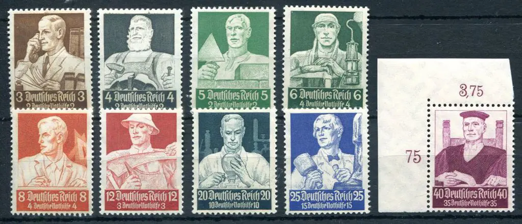 Germany 1934 "Occupations" Welfare Fund set of 9. ... Image 1++