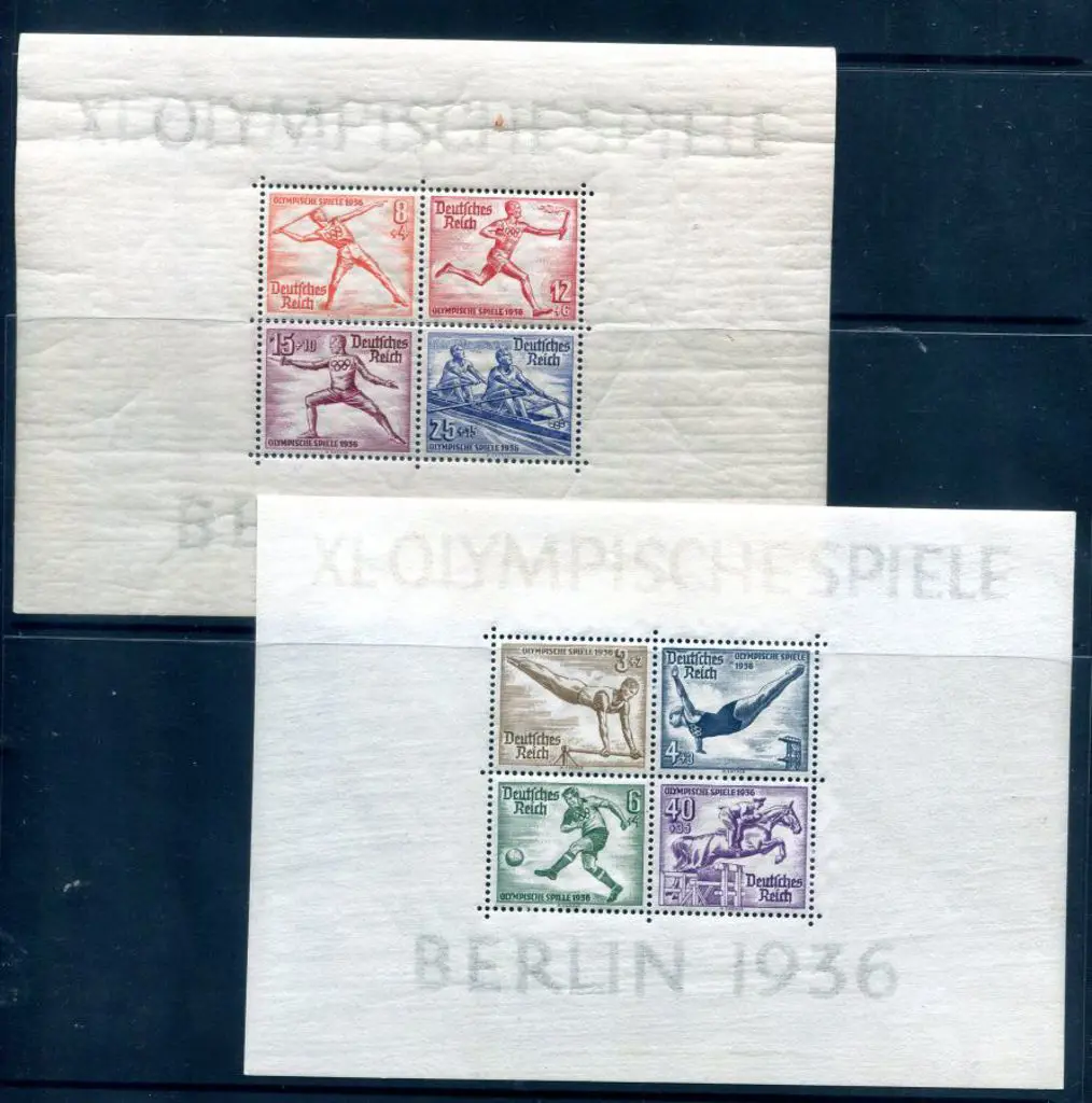 Germany 1936 Olympics M/S's x 2. Both MUH, one ... Image 1++