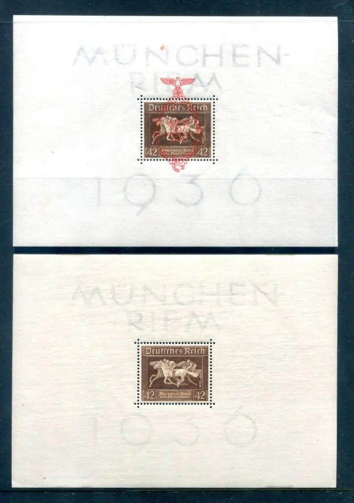 Germany 1936 Brown Ribbon M/S plus 1937 issue with ... Image 1++