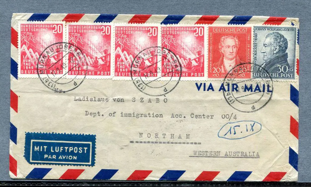Germany 1949 (17th Sept) Airmail cover to Northam, ... Image 1++