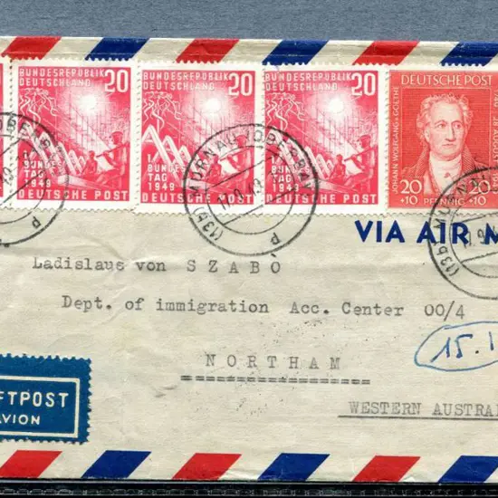Germany 1949 (17th Sept) Airmail cover to Northam, ...