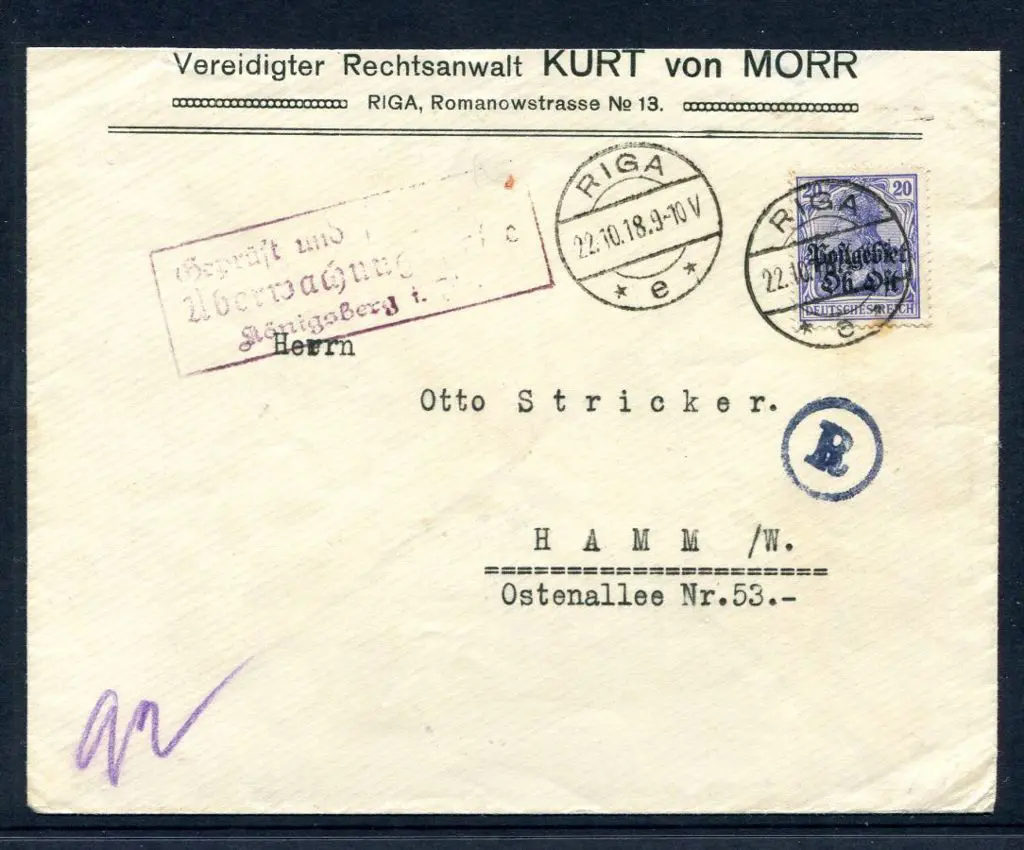 German Occ of Lithuania 1918 (Oct) Commercial ... Image 1++