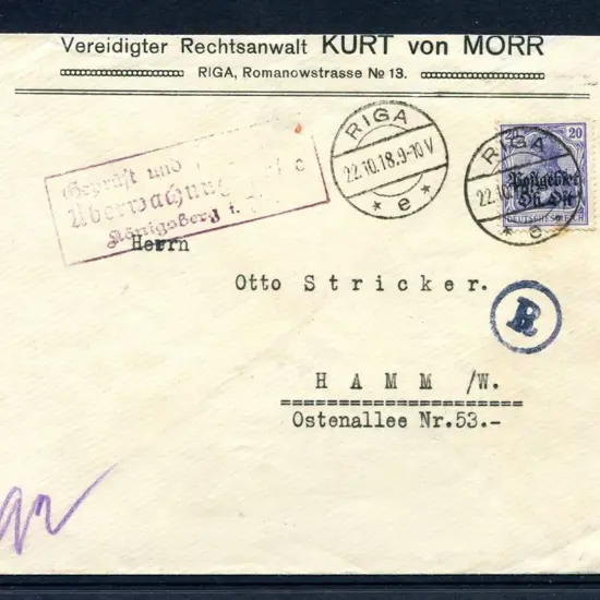 German Occ of Lithuania 1918 (Oct) Commercial ...