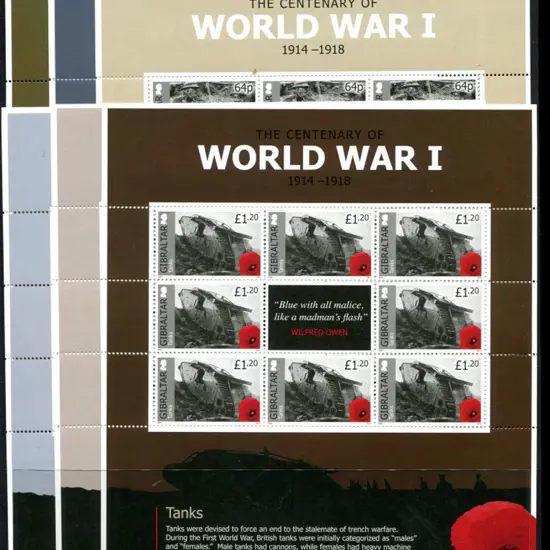 Gibraltar 2015 WWI Cent & 2016 Battle of the Somme ...