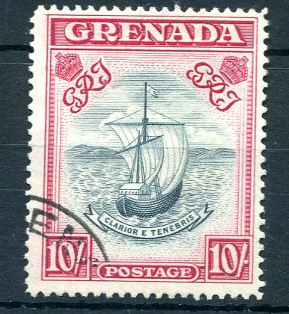Grenada 1938/50 10/- slate-blue & bright carmine ... Image 1++