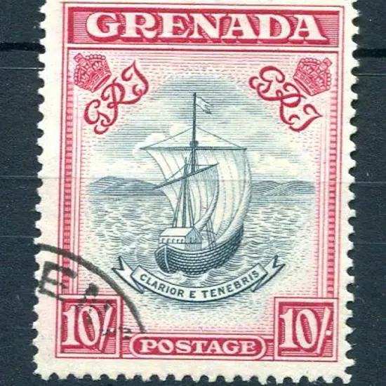 Grenada 1938/50 10/- slate-blue & bright carmine ...