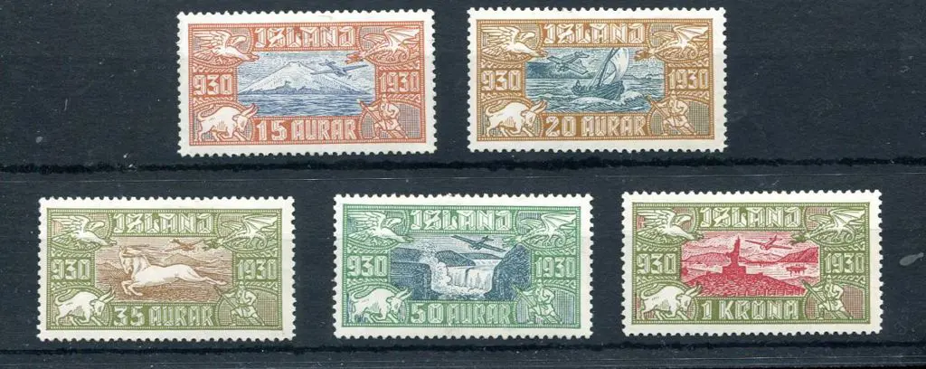 Iceland 1930 Millenary set of 5. Fresh MLH. SG ... Image 1++