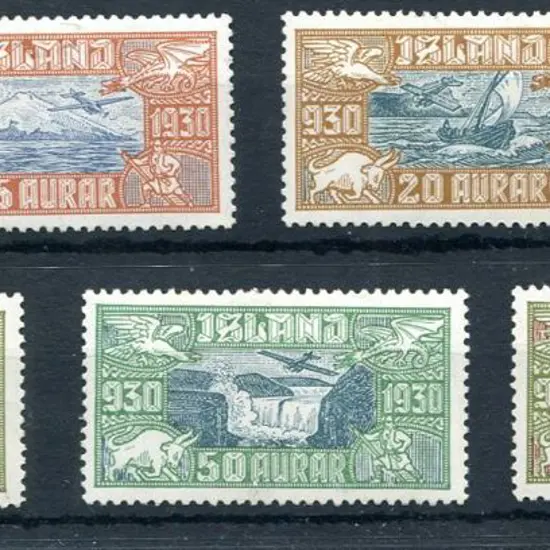 Iceland 1930 Millenary set of 5. Fresh MLH. SG ...