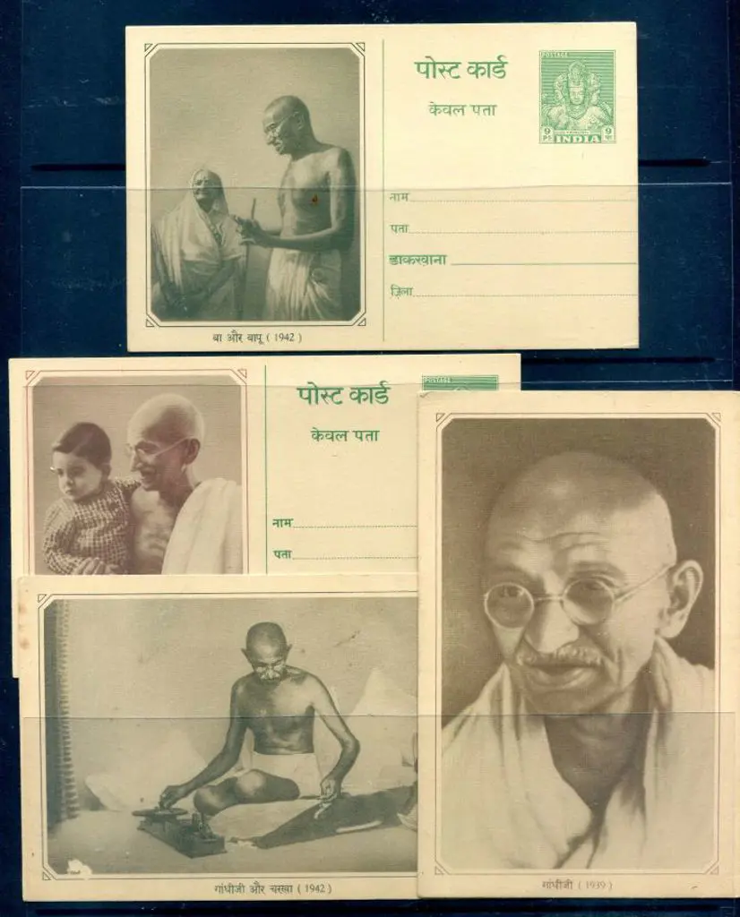 India 1952 9pi pre-stamped pictorial postcards set ... Image 1++