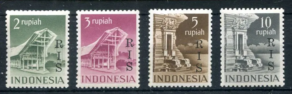 Indonesia 1950 "RIS" ovpts on 2r-10r defins MUH ... Image 1++