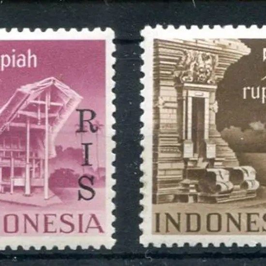 Indonesia 1950 "RIS" ovpts on 2r-10r defins MUH ...