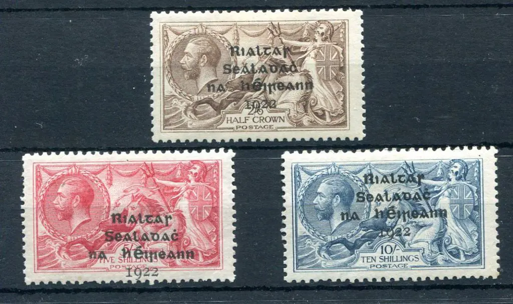 Ireland 1922 2/6d, 5/- & 10/- Seahorses with ... Image 1++