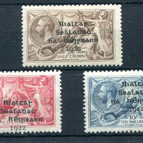Ireland 1922 2/6d, 5/- & 10/- Seahorses with ...