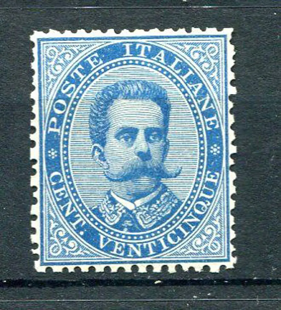 Italy 1879 25¢ blue King Umberto. Well centred & ... Image 1++