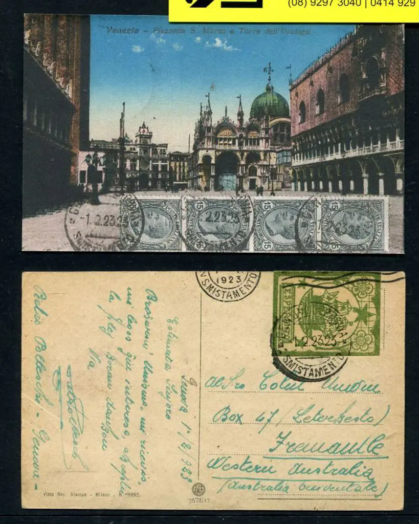 Italy 1923 (1st Feb) "Venezia Piazzetta S. Marco e ... Image 1++