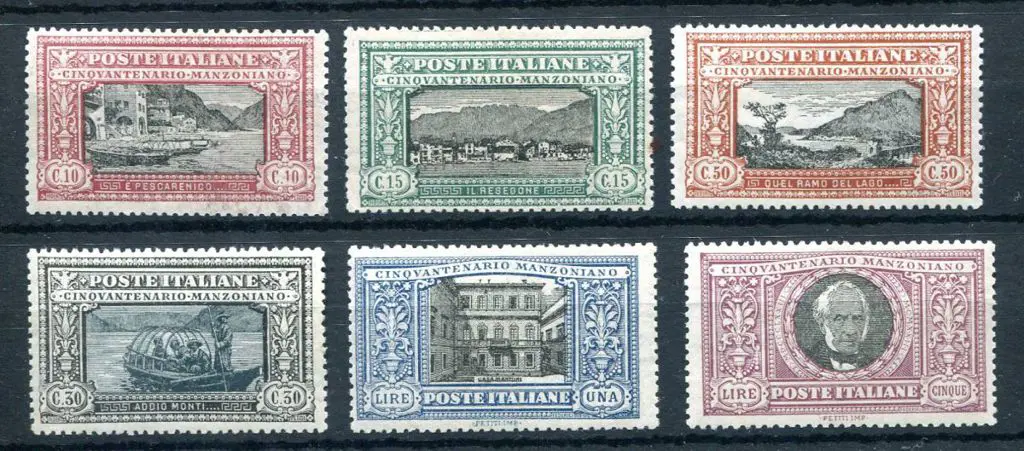 Italy 1923 Manzoni set of 6 with top value very ... Image 1++
