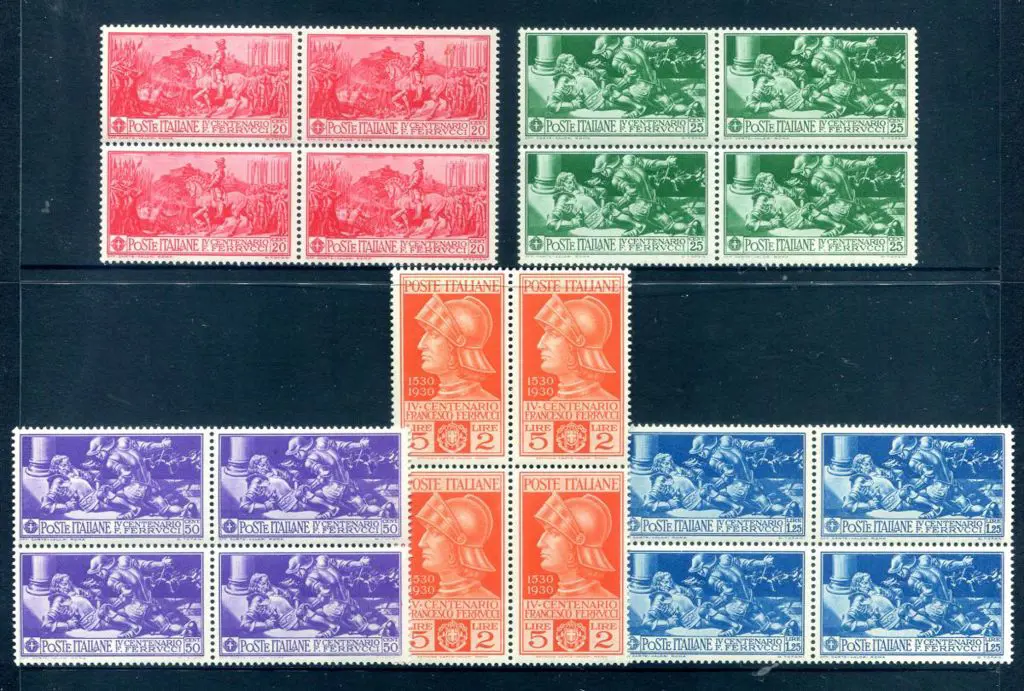 Italy 1930 Ferucci Postage set of 5 in MUH blocks ... Image 1++
