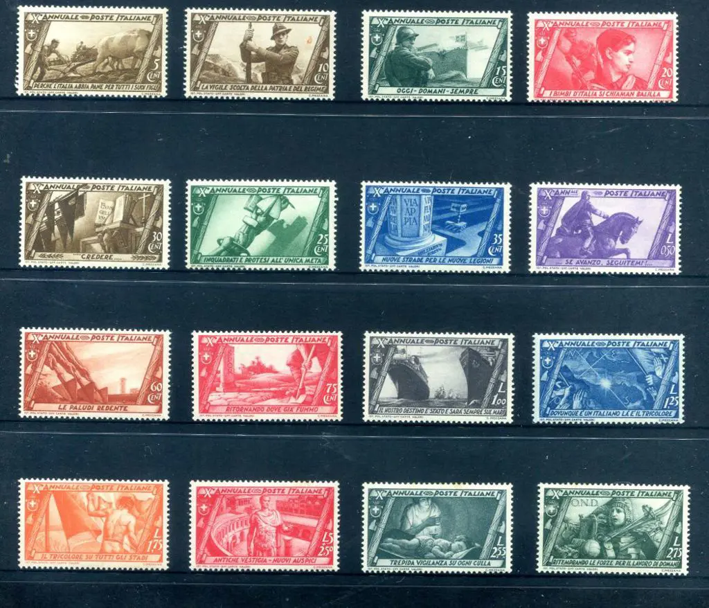 Italy 1932 March on Rome Postage set of 16. Tone ... Image 1++