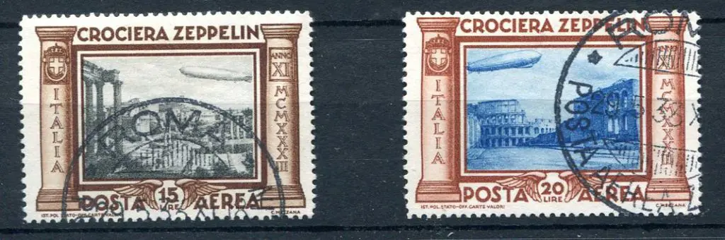 Italy 1933 15l & 20 l Zeppelins. Fine used with ... Image 1++