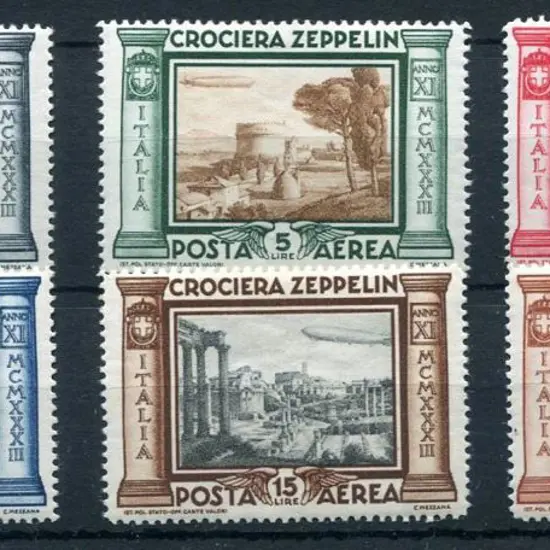 Italy 1933 Zeppelin set of 6 to 20l. MVLH. SG ...