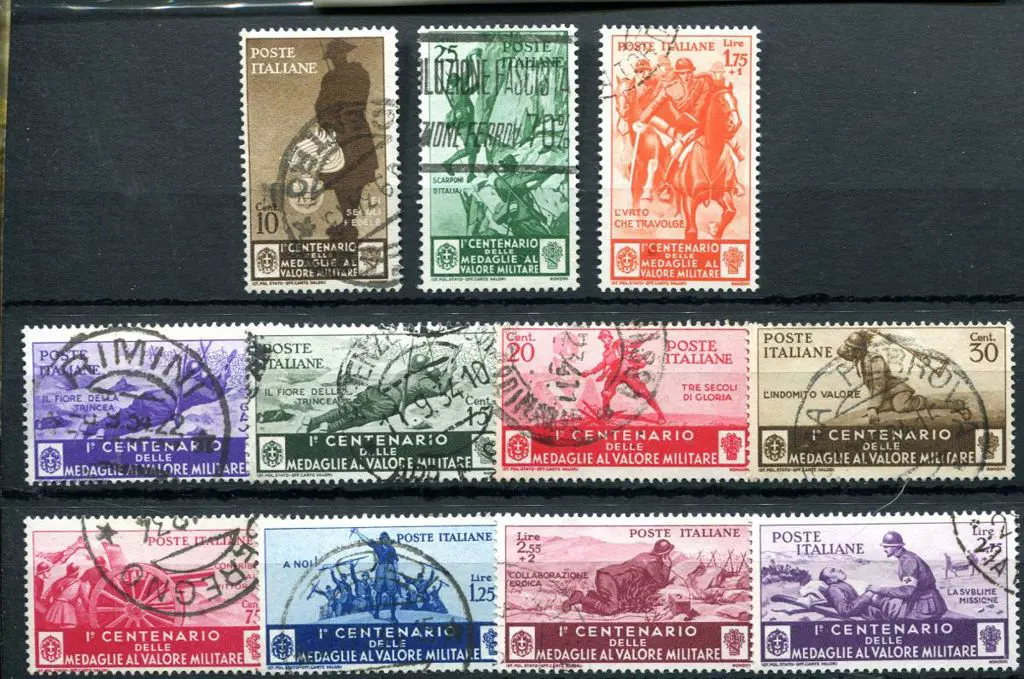Italy 1934 Military Medal Centenary set of 11. 25¢ ... Image 1++