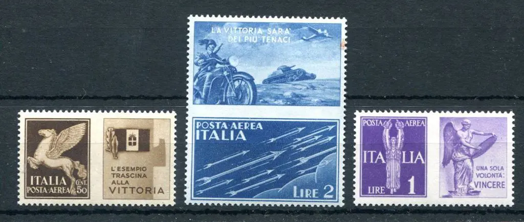 Italy 1942 50¢, 1 lire & 2 lire War Propaganda ... Image 1++