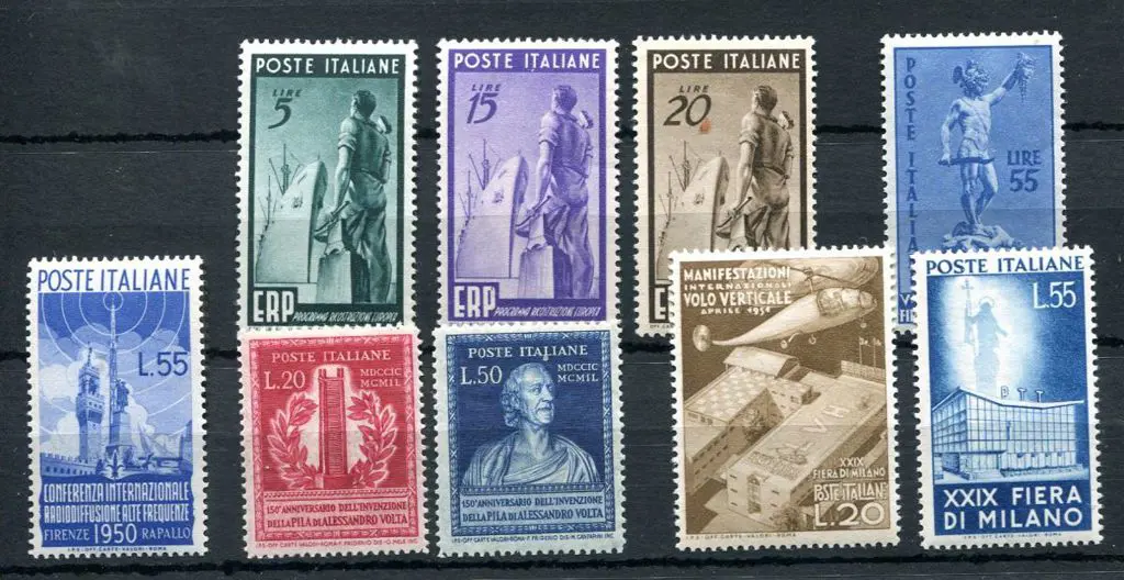 Italy 1949 ERP set of 3(light tan line on gum), ... Image 1++