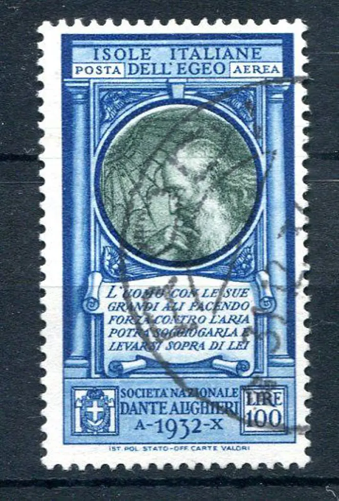 Italy - Dodecanese Islands 1932 100l Dante Air. ... Image 1++