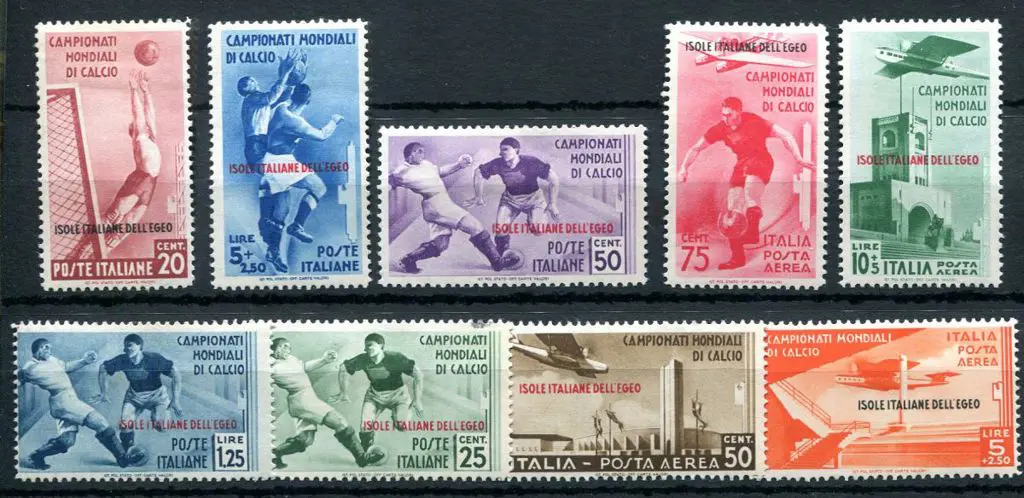 Italy - Dodecanese Islands 1934 World Football ... Image 1++