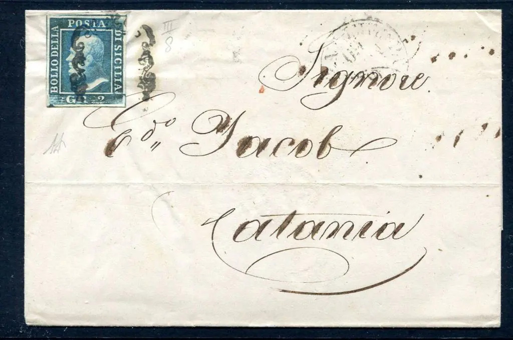 Italy - Sicily 1859 2gr blue Ferdinand II imperf ... Image 1++
