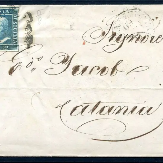 Italy - Sicily 1859 2gr blue Ferdinand II imperf ...
